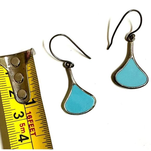 Sterling silver turquoise drop earrings - Picture 8 of 12